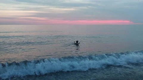 Pink Sunset on the Beach of the  Ocean. Beautiful Tropical Background.  Stock Footage 201884224