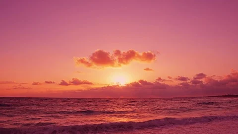 Pink sunset in the beach. Punta Cana Dom, Stock Video