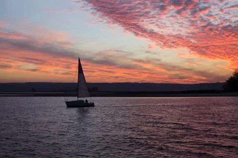 Pink sunset, evening. Stock Photos