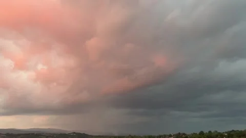 Pink Sunset Light Meeting Dark Storm Clouds Over Kartepe Stock Footage 344559593