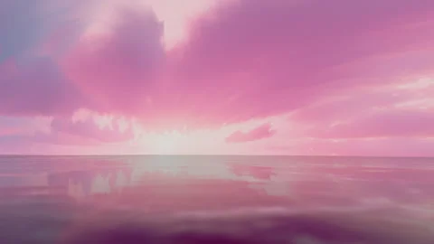 Pink sunset in the middlem of the ocean seamless looping Stock Footage 247335101