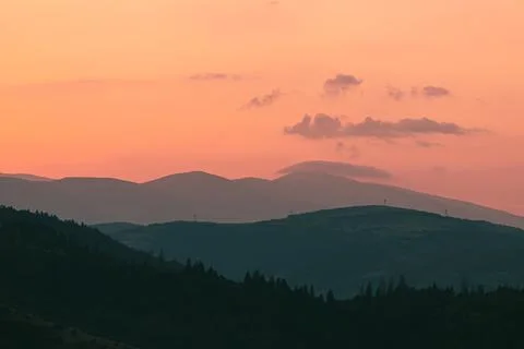 Pink Sunset in the mountains, Stock Photos