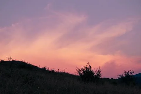 Pink Sunset in the mountains, Stock Photos