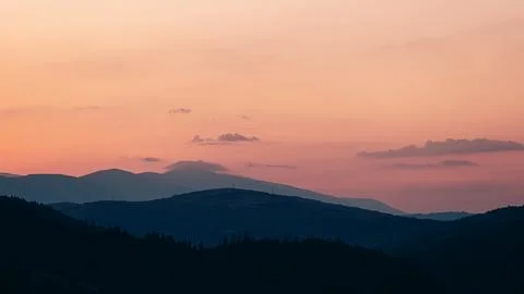 Pink Sunset in the mountains, Stock Photos