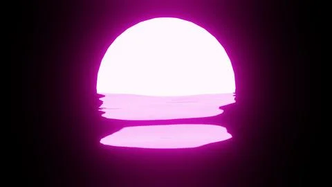 Pink Sunset or Moon reflection in water or the ocean on black background. Stock Illustration