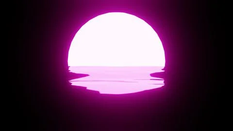 Pink Sunset or Moon reflection in water or the ocean on black background. Stock Illustration