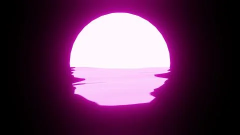 Pink Sunset or Moon reflection in water or the ocean on black background. Stock Illustration