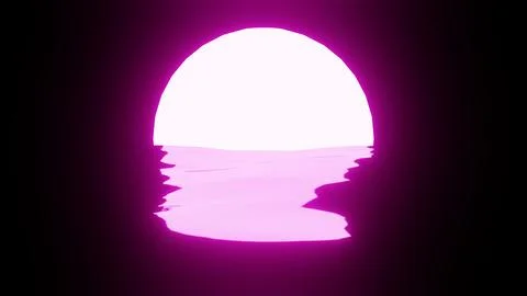 Pink Sunset or Moon reflection in water or the ocean on black background. Stock Illustration