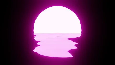 Pink Sunset or Moon reflection in water or the ocean on black background. Stock Illustration