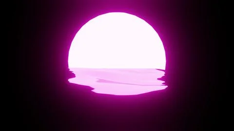 Pink Sunset or Moon reflection in water or the ocean on black background. Stock Illustration