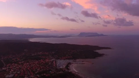 Pink Sunset over the  coast  Stock Footage 82400735