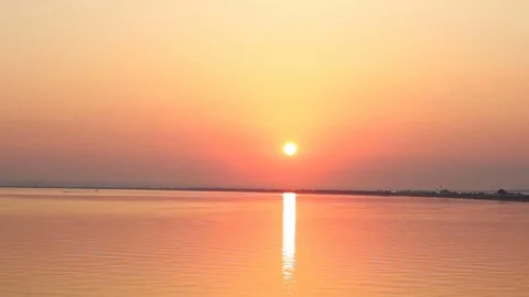 Pink sunset over the coastline Stock Footage 84547684