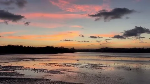 Pink Sunset River Vídeo Stock 344278524