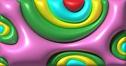 A pink surface with indented, rounded elements of green, yellow, and blue. .. Stock Photos