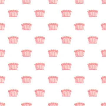Pink sweetness cupcake pattern on white background Stock Illustration