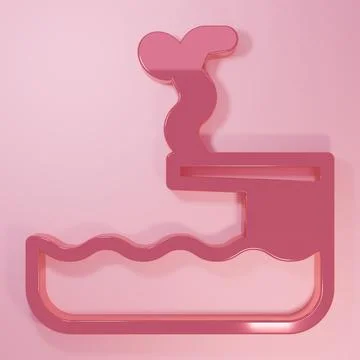 Pink Swimmer diving into pool icon isolated on pink background. Minimalism .. Stock Illustration