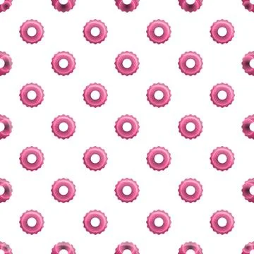 Pink swimming ring pattern on white background Stock Illustration