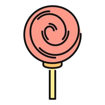 Pink swirled lollipop candy vector illustration icon Stock Illustration