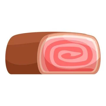 Pink swiss roll cake slice showing filling swirl Stock Illustration