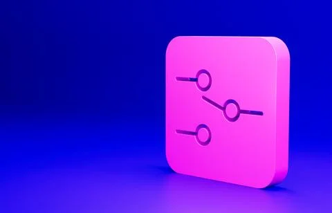 Pink Switch in electronic circuit icon isolated on blue background. Minimalism Stock Illustration