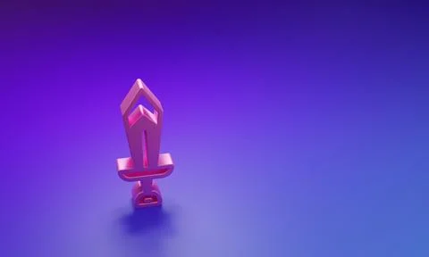 Pink Sword for game icon isolated on purple-blue background. Minimalism con.. Stock Illustration