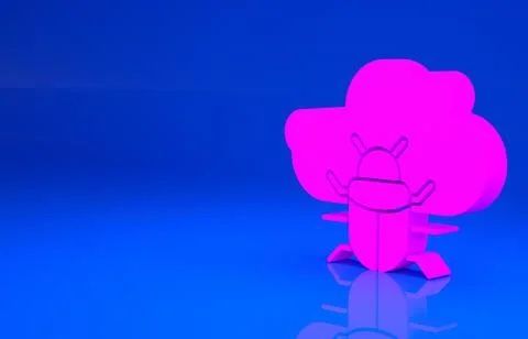 Pink System bug on a cloud icon isolated on blue background. Cloud computing  스톡 일러스트