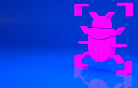Pink System bug concept icon isolated on blue background. Code bug concept. B 스톡 일러스트