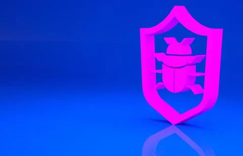 Pink System bug concept icon isolated on blue background. Code bug concept. B Illustrazione stock
