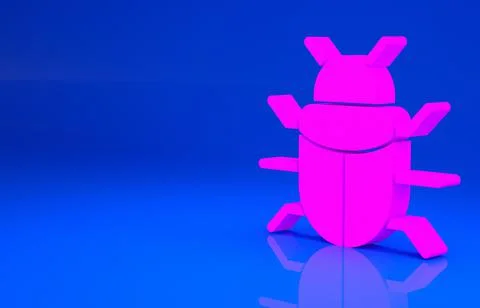 Pink System bug concept icon isolated on blue background. Code bug concept. B イラスト素材