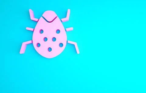 Pink System bug concept icon isolated on blue background. Code bug concept. B Illustrazione stock