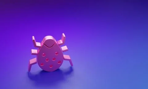 Pink System bug concept icon isolated on purple-blue background. Code bug c.. Stock Illustration