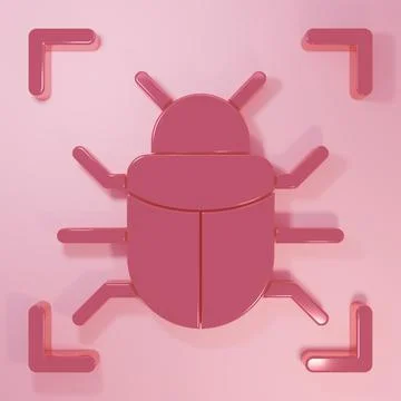 Pink System bug concept icon isolated on pink background. Code bug concept... Illustrazione stock