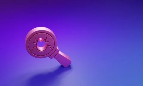 Pink System bug concept icon isolated on purple-blue background. Code bug c.. Illustrazione stock