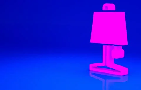 Pink Table lamp icon isolated on blue background. Minimalism concept. 3d illu Stock Illustration