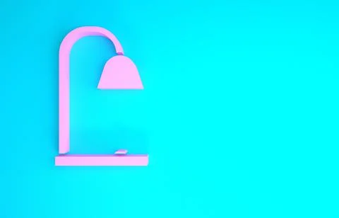 Pink Table lamp icon isolated on blue background. Minimalism concept. 3d illu Stock Illustration