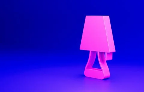 Pink Table lamp icon isolated on blue background. Minimalism concept. 3D render Stock Illustration