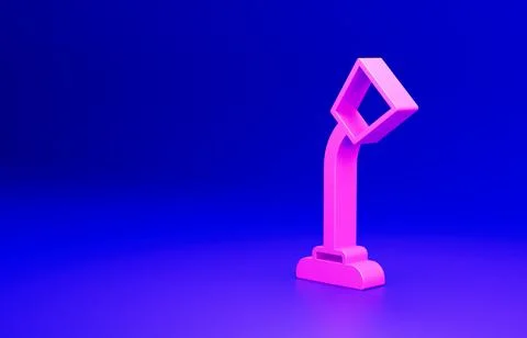 Pink Table lamp icon isolated on blue background. Minimalism concept. 3D render Stock Illustration