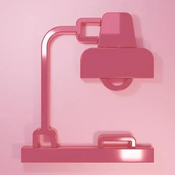 Pink Table lamp icon isolated on pink background. Minimalism concept. 3D re.. Stock Illustration