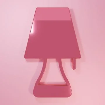 Pink Table lamp icon isolated on pink background. Minimalism concept. 3D re.. Stock Illustration