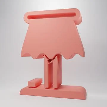 Pink Table lamp icon isolated on pink background. Minimalism concept. 3D re.. Stock Illustration