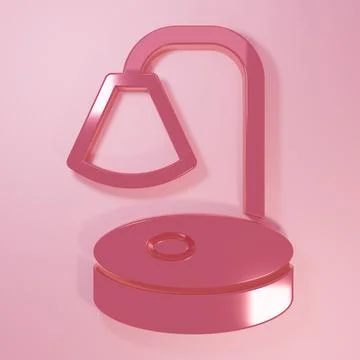 Pink Table lamp icon isolated on pink background. Desk lamp. Minimalism con.. 库存插图