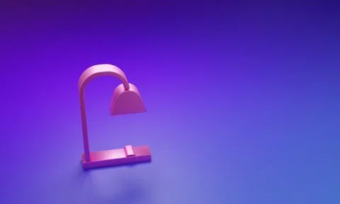 Pink Table lamp icon isolated on purple-blue background. Minimalism concept.. Stock Illustration