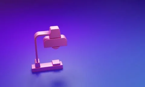 Pink Table lamp icon isolated on purple-blue background. Desk lamp. Minimal.. Stock Illustration