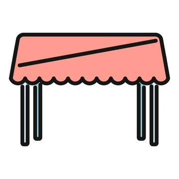 Pink table with tablecloth icon for events Stock Illustration