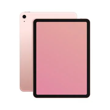Pink Tablet Mockup. Front and Back View. Isolated Device on White Background Stock Illustration