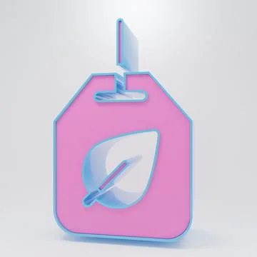 Pink Tea bag with leaf icon isolated on grey background. Minimalism concept.. Illustrazione stock