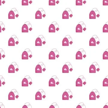 Pink tea bag pattern for cozy beverage design 스톡 일러스트