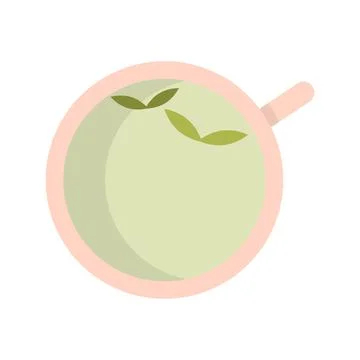 Pink tea cup on top with floating tea leaves. Stock Illustration