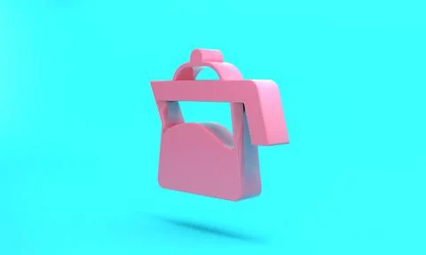 Pink Teapot icon isolated on turquoise blue background. Minimalism concept. 3 Illustration