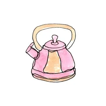 Pink teapot. Single line. Stock Illustration